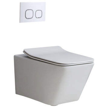 Homary Dual Flush Wall Hung Toilet in White 1.1/1.6 GPF Elongated Toilet Bowl, Bowl & Tank Set