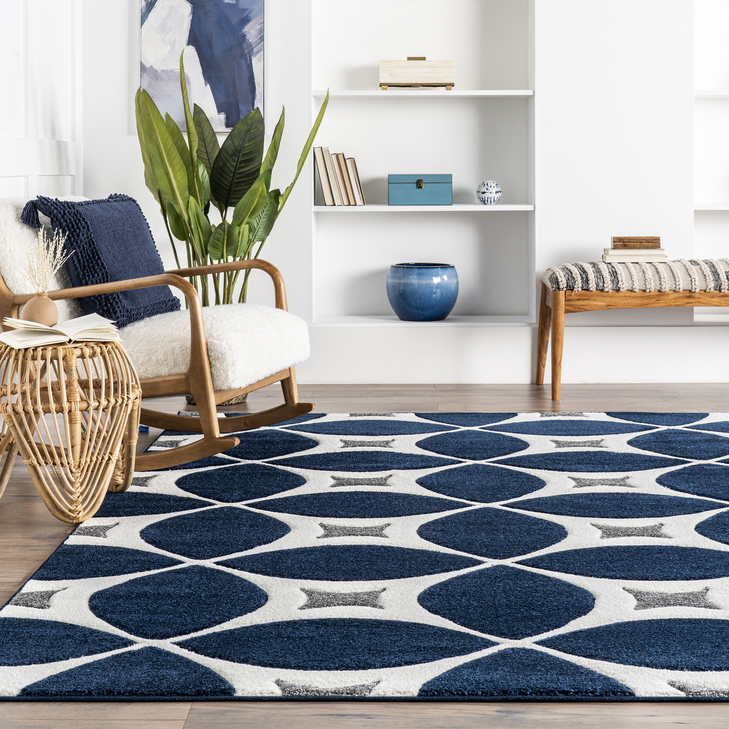 Nuloom Hand-Tufted Gabriela Area Rug, Navy 4'x6'