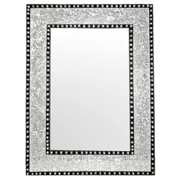 DecorShore 24"x18" Crackled Glass Mosaic Wall Mirror, Silver