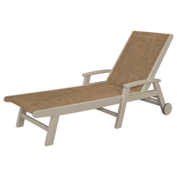 Coastal Chaise With Wheels, Sand / Burlap Sling