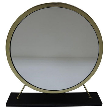 ACME Adao Metal Vanity Mirror and Stool in Black and Brass