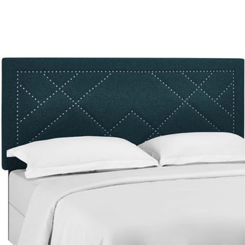 Modway Reese Nailhead Full/Queen Upholstered Linen Fabric Headboard in Azure