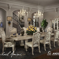 "Michael Amini" Silver Pearl 9 PC Dining Set, Monte Carlo II Collection - Furniture