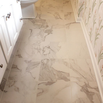 Venaro White Corian Countertop & Shower with Bathroom Update ~ Akron, OH