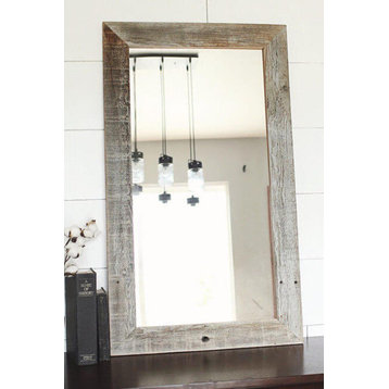 Rustic Mirror, Homestead Flat Barnwood Mirror, 26"x30"
