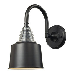 Insulator Glass 1-Light Oiled Bronze Wall-Mount Sconce - Wall Sconces