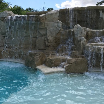 Cedar Rapids, Iowa - Custom Concrete Swimming Pool with Rock Waterfall Feature