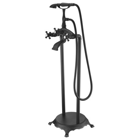 Tugela 3-Handle Claw Foot Tub Faucet With Hand Shower, Matte Black