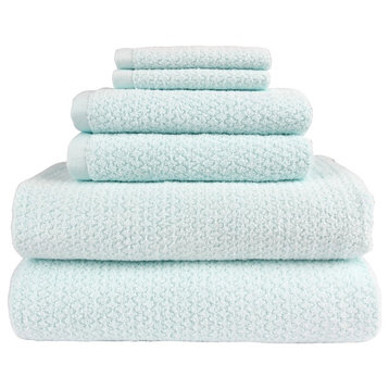 Everplush Diamond Jacquard Bath Towel Set 6 Piece, Spearmint