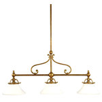 Hudson Valley Lighting - Orchard Park, Three Light Island Light, Aged Brass Finish, Faux Silk Shade - Open scrollwork and smooth transitions carry fluid energy that dips and curves across the Orchard Park collection. Elegant, yet playful, Orchard Park is a style centerpiece in any setting.
