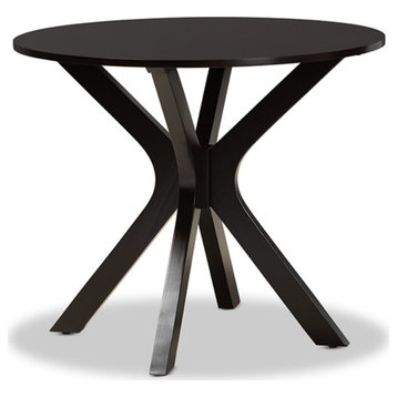 Kenji Modern Dark Brown Finished 35, Inch, Wide Round Wood Dining Table
