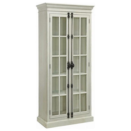 Pemberly Row 2 Door Traditional Curio Cabinet in Antique White