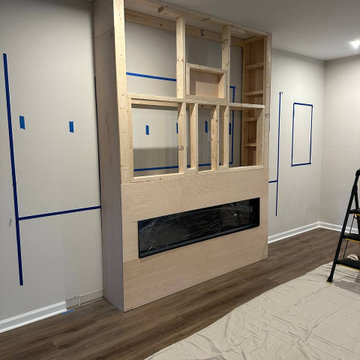 Luxury Fireplace Media Wall With Custom Cabinets in Charlotte