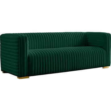 Ravish Velvet Upholstered Sofa, Green