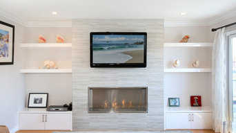 Statement fireplace with seashell decor