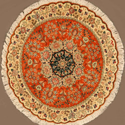 Round Persian Tabriz rug 3'3 diameter - Area Rugs