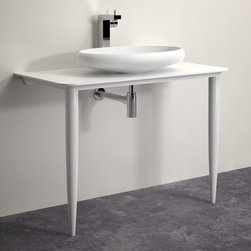 LUSSO STONE CELESTE VANITY UNIT SHELF WITH WHITE LEGS 1000 - Products