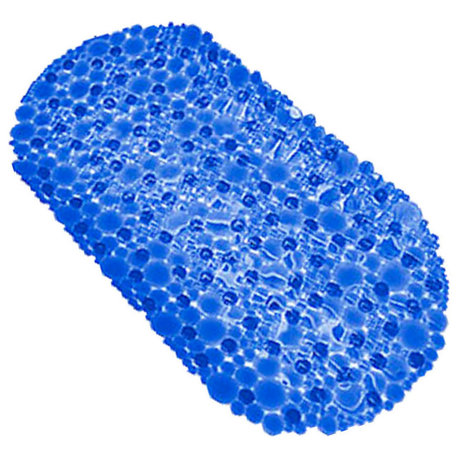 Bubbles Non-Slip Oval Bathtub Mat 28 L x 15 W, Navy Blue