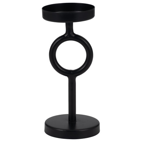 Metal, 8"H Ring Candle Holder, Black