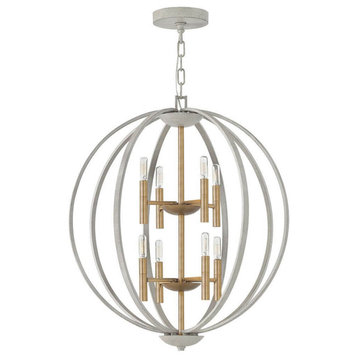 Euclid 8 Light 28" Large Two Tier Orb Foyer Pendant, Cement Gray