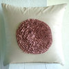 Euro Pillow Pink Euro Pillow On King Bed Faux Suede 24x24 Ruffles, Vintage Lust