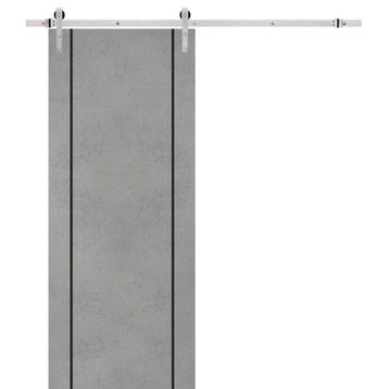 Sturdy Barn Door 32 x 84 | Planum 0016 Concrete with  | 6.6FT