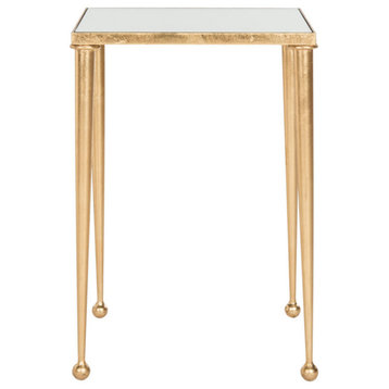 Anna Mirror Top Gold Leaf End Table, Antique Gold