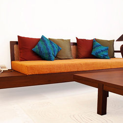 Metaphor | Lounge Sofa with Cane Backrest and Extended Base - Living Room Furniture Sets