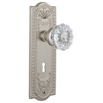 Nostalgic Warehouse - Complete Privacy Set With Keyhole, Meadows Plate With Crystal Knob, Satin Nickel - Complete Privacy Set with Keyhole, Meadows Plate with Crystal Knob, Satin Nickel