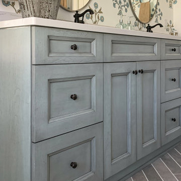 Blue Stained Bathroom Remodel