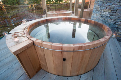 Large mountain style backyard deck photo in San Francisco