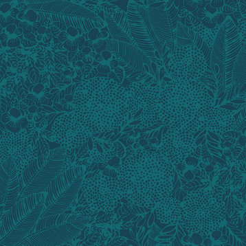Bachman Bouquet Wallcovering, Teal & Turq, Roll, Traditional