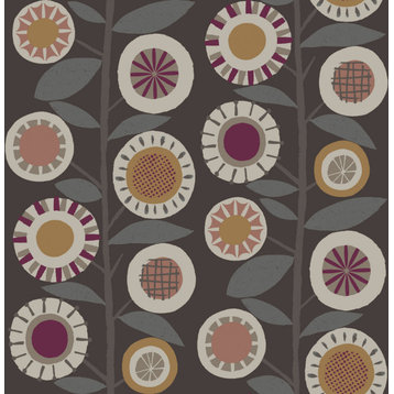 Sisu Raspberry Floral Geometric Wallpaper, Bolt