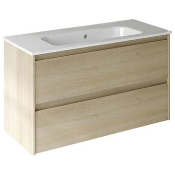 Ambra 80 Complete Vanity Unit, Nordic Oak, Without Column and Mirror