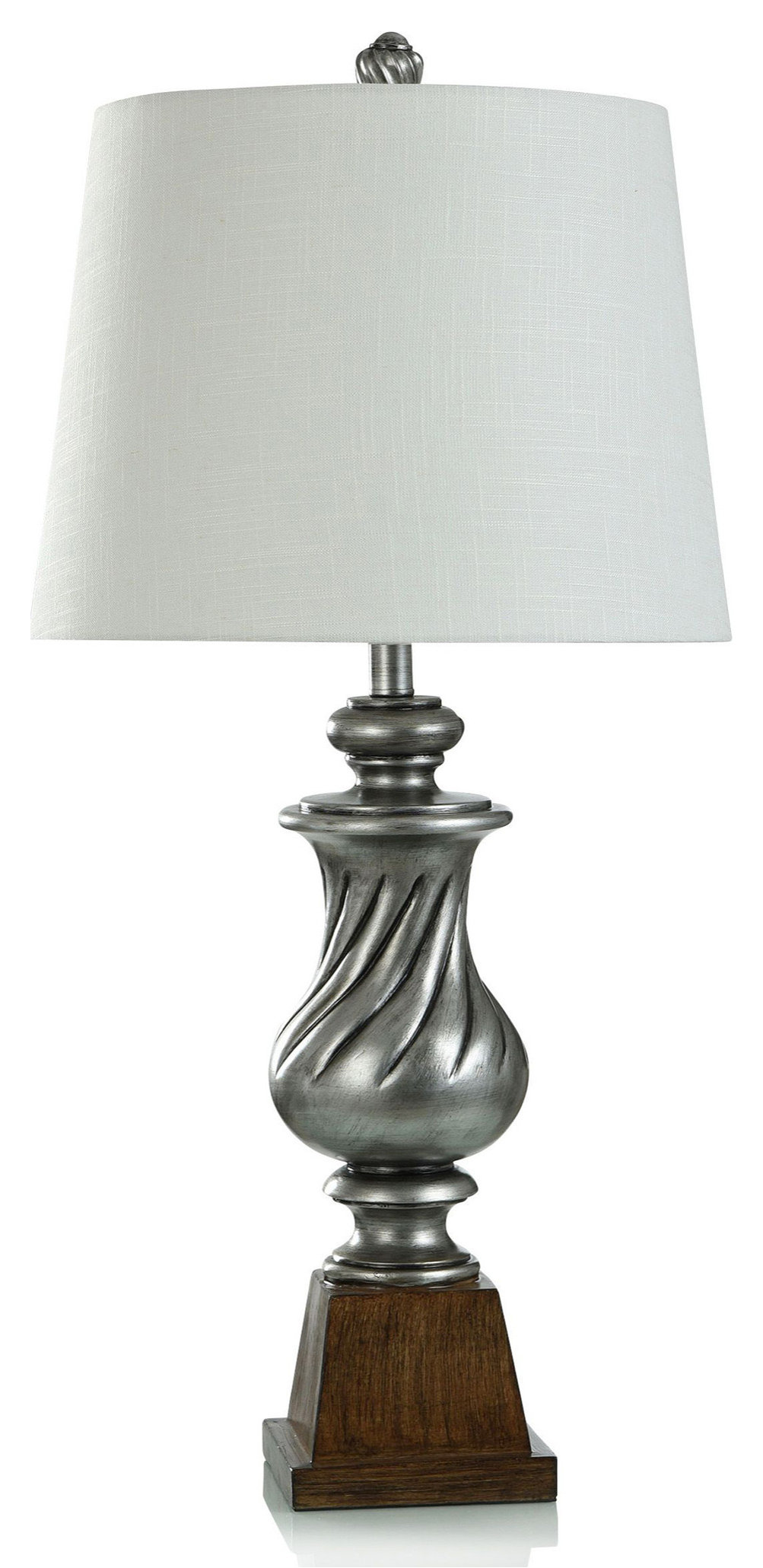Worthby Silver Table Lamp, Polyresin Swirl Body, Pedestal Base, Off ...