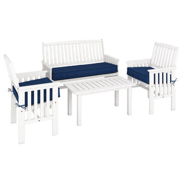 Miramar Whitewashed Hardwood Outdoor Chair, Coffee Table Set, 4pc