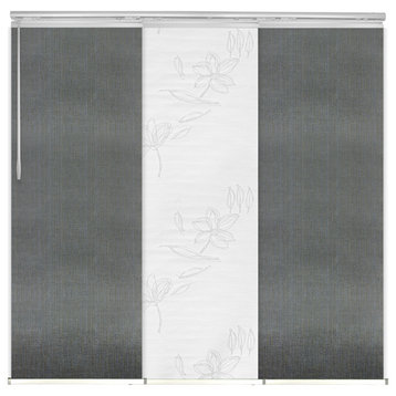 Flourishing White-Stormy 3-Panel Track Extendable Vertical Blinds 36-66"x94"