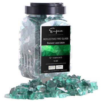 Empava 10 lbs. 1/2" Reflective Tempered Fire Glass for Gas Fire, Radiant Jade Gr