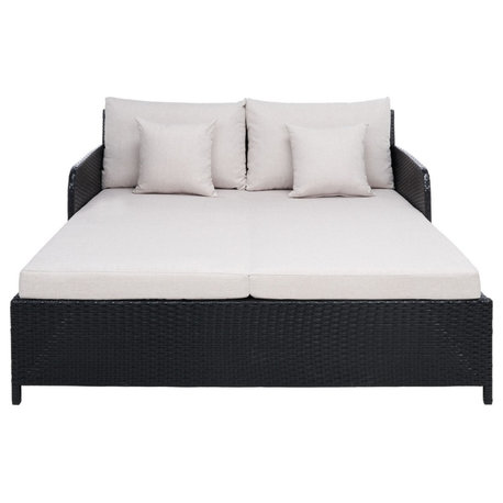 Safavieh Outdoor Cadeo Daybed Black / Light Grey