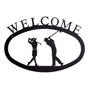 Two Golfers Welcome Sign, 17.5"