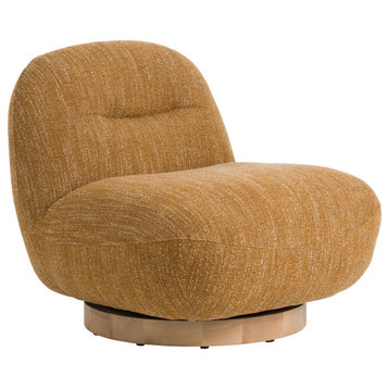 Modrest Renee Modern Mustard Fabric Swivel Accent Chair