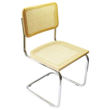 Marcel Breuer Cane Chrome Side Chair, Natural