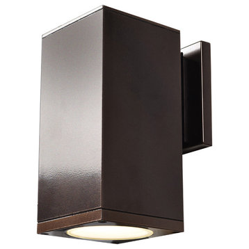 Bayside Small Outdoor Square Cylinder Wall Fixture in Satin Finish