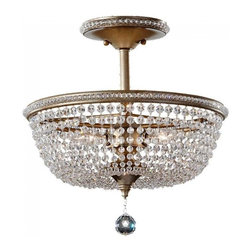 Gorgeous 3 Light Semi Flush Mount Feiss Dutchess in Burnished Silver Finish - Lighting