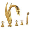 BathSelect Pisa Gold 5 Piece Deck Mount Widespread Handles Swan Bathtub Faucet