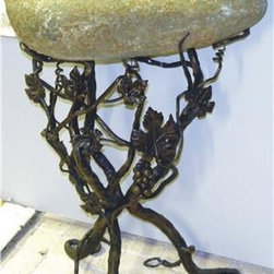 Vineyard Forged Iron Stand with Granite Boulder Sink - Bathroom Sinks