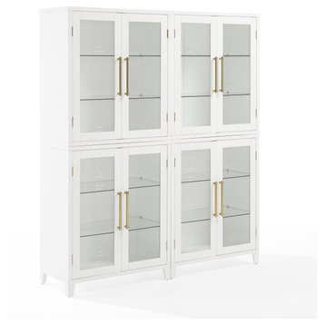 Roarke 2Pc Glass Door Kitchen Pantry Storage Cabinet Set, 2 Pantries