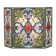 stained glass fireplace screens