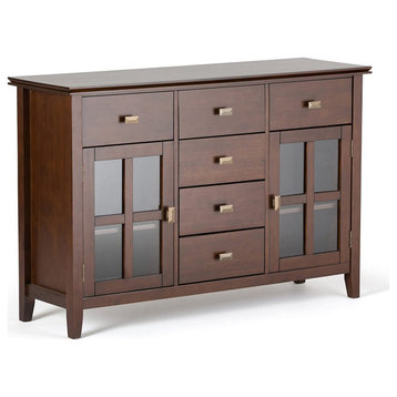 Contemporary Sideboard, 2 Side Cabinets and Multiple Drawers, Russet Brown