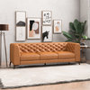 Falconetti Mid-Century Tufted Tight Back Genuine Leather Upholstered Sofa in Tan
